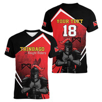 Custom Trinidad and Tobago Cricket Knight Riders Women V-Neck T-Shirt Go Champion - Wonder Print Shop