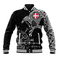 Denmark Viking Ravens Baseball Jacket Vegvisir Runes Pattern - Wonder Print Shop