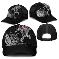 Denmark Viking Ravens Baseball Net Cap Vegvisir Runes Pattern - Wonder Print Shop