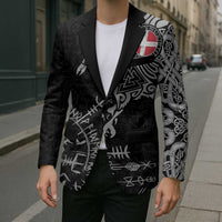 Denmark Viking Ravens Blazer Vegvisir Runes Pattern - Wonder Print Shop