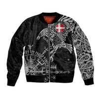 Denmark Viking Ravens Bomber Jacket Vegvisir Runes Pattern - Wonder Print Shop