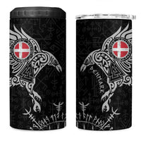 Denmark Viking Ravens 4 in 1 Can Cooler Tumbler Vegvisir Runes Pattern - Wonder Print Shop
