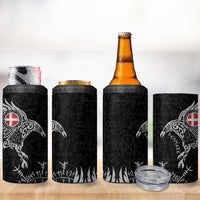 Denmark Viking Ravens 4 in 1 Can Cooler Tumbler Vegvisir Runes Pattern - Wonder Print Shop