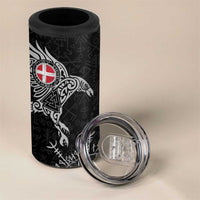 Denmark Viking Ravens 4 in 1 Can Cooler Tumbler Vegvisir Runes Pattern - Wonder Print Shop