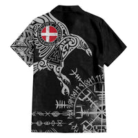 Denmark Viking Ravens Family Matching Off The Shoulder Long Sleeve Dress and Hawaiian Shirt Vegvisir Runes Pattern - Wonder Print Shop