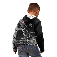 Denmark Viking Ravens Kid Hoodie Vegvisir Runes Pattern - Wonder Print Shop