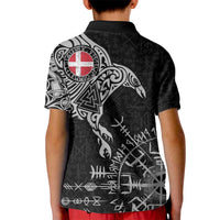 Denmark Viking Ravens Kid Polo Shirt Vegvisir Runes Pattern - Wonder Print Shop