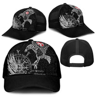 Denmark Viking Ravens Mesh Trucker Cap Vegvisir Runes Pattern - Wonder Print Shop