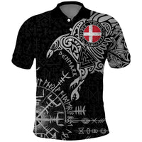 Denmark Viking Ravens Polo Shirt Vegvisir Runes Pattern - Wonder Print Shop