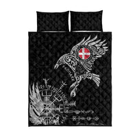Denmark Viking Ravens Quilt Bed Set Vegvisir Runes Pattern - Wonder Print Shop