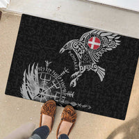 Denmark Viking Ravens Rubber Doormat Vegvisir Runes Pattern - Wonder Print Shop
