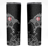 Denmark Viking Ravens Skinny Tumbler Vegvisir Runes Pattern - Wonder Print Shop