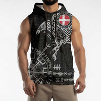 Denmark Viking Ravens Sleeveless Zip Hoodie Vegvisir Runes Pattern - Wonder Print Shop