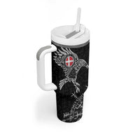 Denmark Viking Ravens Tumbler With Handle Vegvisir Runes Pattern - Wonder Print Shop