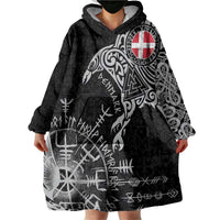Denmark Viking Ravens Wearable Blanket Hoodie Vegvisir Runes Pattern - Wonder Print Shop