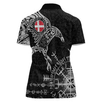 Denmark Viking Ravens Women Polo Shirt Vegvisir Runes Pattern - Wonder Print Shop