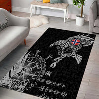 Norway Viking Ravens Area Rug Vegvisir Runes Pattern - Wonder Print Shop