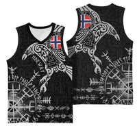 Norway Viking Ravens Basketball Jersey Vegvisir Runes Pattern - Wonder Print Shop