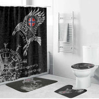 Norway Viking Ravens Bathroom Set Vegvisir Runes Pattern - Wonder Print Shop