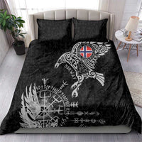 Norway Viking Ravens Bedding Set Vegvisir Runes Pattern - Wonder Print Shop