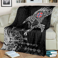 Norway Viking Ravens Blanket Vegvisir Runes Pattern - Wonder Print Shop