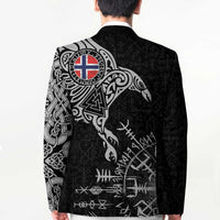 Norway Viking Ravens Blazer Vegvisir Runes Pattern - Wonder Print Shop