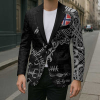 Norway Viking Ravens Blazer Vegvisir Runes Pattern - Wonder Print Shop