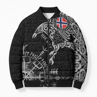 Norway Viking Ravens Bomber Puffer Jacket Vegvisir Runes Pattern - Wonder Print Shop
