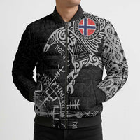 Norway Viking Ravens Bomber Puffer Jacket Vegvisir Runes Pattern - Wonder Print Shop