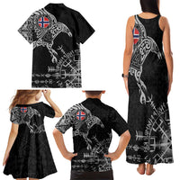 Norway Viking Ravens Family Matching Tank Maxi Dress and Hawaiian Shirt Vegvisir Runes Pattern - Wonder Print Shop