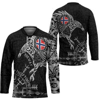 Norway Viking Ravens Hockey Jersey Vegvisir Runes Pattern - Wonder Print Shop