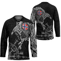 Norway Viking Ravens Hockey Jersey Vegvisir Runes Pattern - Wonder Print Shop