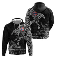 Norway Viking Ravens Hoodie Vegvisir Runes Pattern - Wonder Print Shop