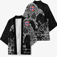 Norway Viking Ravens Kimono Vegvisir Runes Pattern - Wonder Print Shop