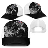 Norway Viking Ravens Mesh Trucker Cap Vegvisir Runes Pattern - Wonder Print Shop