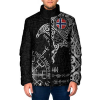 Norway Viking Ravens Padded Jacket Vegvisir Runes Pattern - Wonder Print Shop