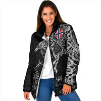 Norway Viking Ravens Padded Jacket Vegvisir Runes Pattern - Wonder Print Shop