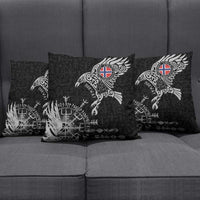 Norway Viking Ravens Pillow Cover Vegvisir Runes Pattern - Wonder Print Shop