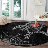 Norway Viking Ravens Round Carpet Vegvisir Runes Pattern - Wonder Print Shop