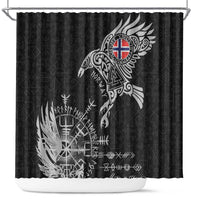 Norway Viking Ravens Shower Curtain Vegvisir Runes Pattern - Wonder Print Shop
