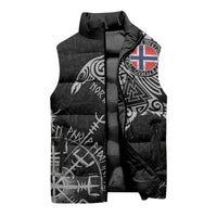 Norway Viking Ravens Sleeveless Puffer Jacket Vegvisir Runes Pattern - Wonder Print Shop