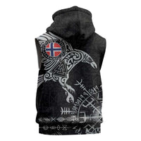 Norway Viking Ravens Sleeveless Zip Hoodie Vegvisir Runes Pattern - Wonder Print Shop