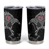 Norway Viking Ravens Tumbler Cup Vegvisir Runes Pattern - Wonder Print Shop