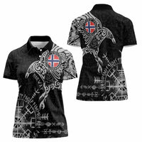 Norway Viking Ravens Women Polo Shirt Vegvisir Runes Pattern - Wonder Print Shop