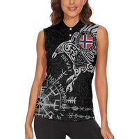 Norway Viking Ravens Women Sleeveless Polo Shirt Vegvisir Runes Pattern - Wonder Print Shop