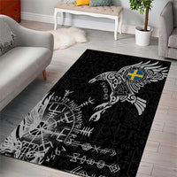 Sweden Viking Ravens Area Rug Vegvisir Runes Pattern - Wonder Print Shop