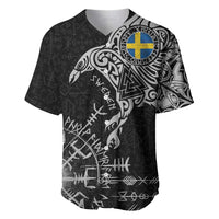 Sweden Viking Ravens Baseball Jersey Vegvisir Runes Pattern - Wonder Print Shop