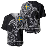 Sweden Viking Ravens Baseball Jersey Vegvisir Runes Pattern - Wonder Print Shop