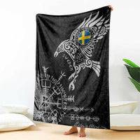 Sweden Viking Ravens Blanket Vegvisir Runes Pattern - Wonder Print Shop