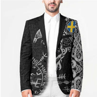 Sweden Viking Ravens Blazer Vegvisir Runes Pattern - Wonder Print Shop